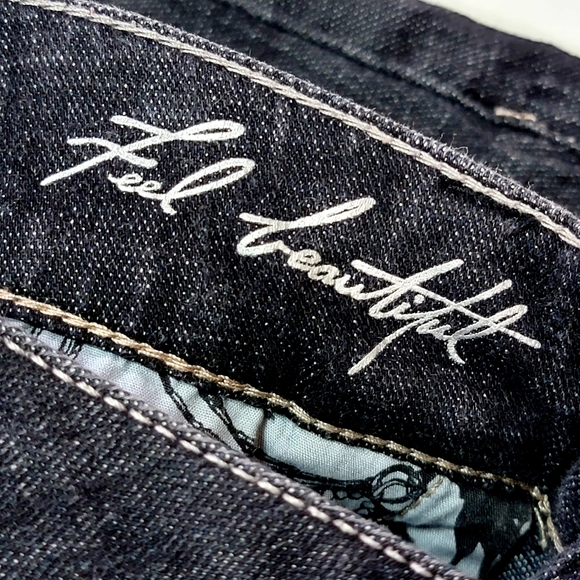 WHITE HOUSE|BLACK MARKET ♡ Black Denim Embellished Bling Trouser Leg Jeans 8S - Picture 11 of 16